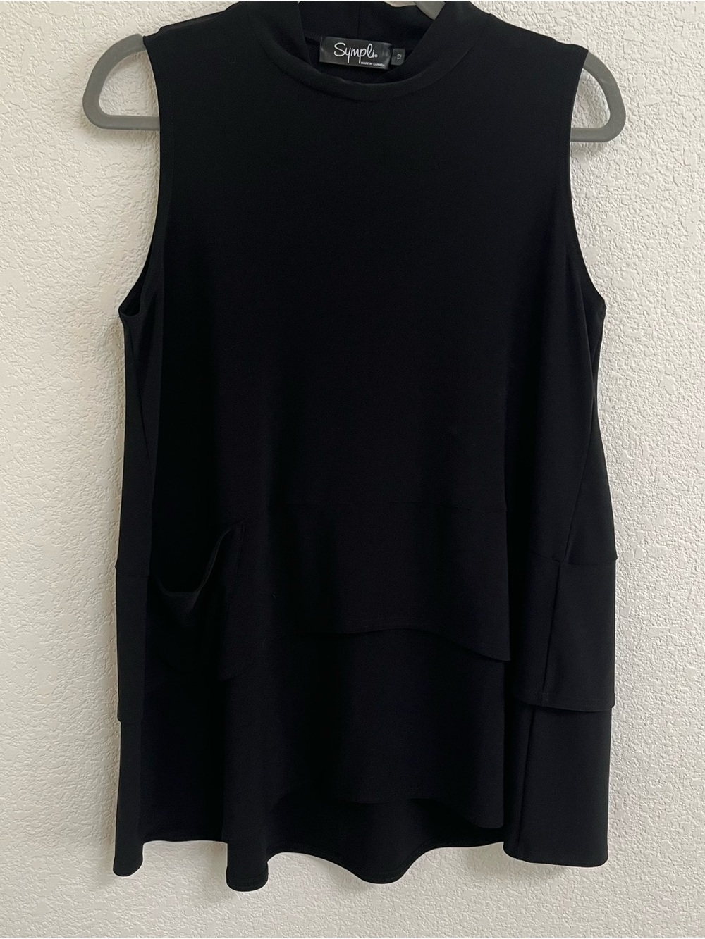 Sympli Black Layered Sleeveless Tunic Top